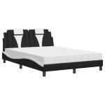vidaXL Pat cu saltea, negru și alb, 120x200 cm, piele ecologică