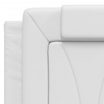 vidaXL Pat cu saltea, alb, 140x190 cm, piele ecologică vidaXL Pat cu saltea, alb, 140x190 cm, piele ecologică