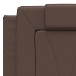 vidaXL Pat cu saltea, maro, 140x190 cm, piele ecologică vidaXL Pat cu saltea, maro, 140x190 cm, piele ecologică