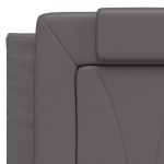 vidaXL Pat cu saltea, gri, 140x200 cm, piele ecologică vidaXL Pat cu saltea, gri, 140x200 cm, piele ecologică