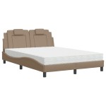 vidaXL Pat cu saltea, cappuccino, 140x200cm piele ecologică