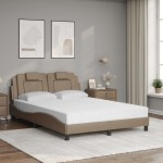 vidaXL Pat cu saltea, cappuccino, 140x200cm piele ecologică