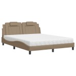 vidaXL Pat cu saltea, cappuccino, 160x200cm piele ecologică