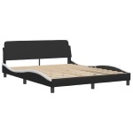 vidaXL Pat cu saltea, negru și alb, 160x200 cm, piele ecologică