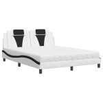 vidaXL Pat cu saltea, alb și negru, 160x200 cm, piele ecologică vidaXL Pat cu saltea, alb și negru, 160x200 cm, piele ecologică