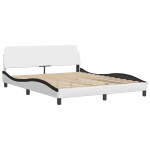 vidaXL Pat cu saltea, alb și negru, 160x200 cm, piele ecologică vidaXL Pat cu saltea, alb și negru, 160x200 cm, piele ecologică