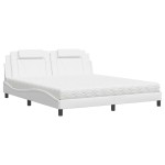 vidaXL Pat cu saltea, alb, 180x200 cm, piele ecologică