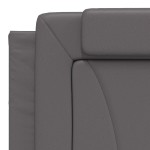 vidaXL Pat cu saltea, gri, 180x200 cm, piele ecologică vidaXL Pat cu saltea, gri, 180x200 cm, piele ecologică