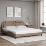 vidaXL Pat cu saltea, cappuccino, 180x200cm piele ecologică vidaXL Pat cu saltea, cappuccino, 180x200cm piele ecologică