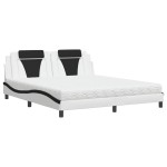 vidaXL Pat cu saltea, alb și negru, 180x200 cm, piele ecologică vidaXL Pat cu saltea, alb și negru, 180x200 cm, piele ecologică