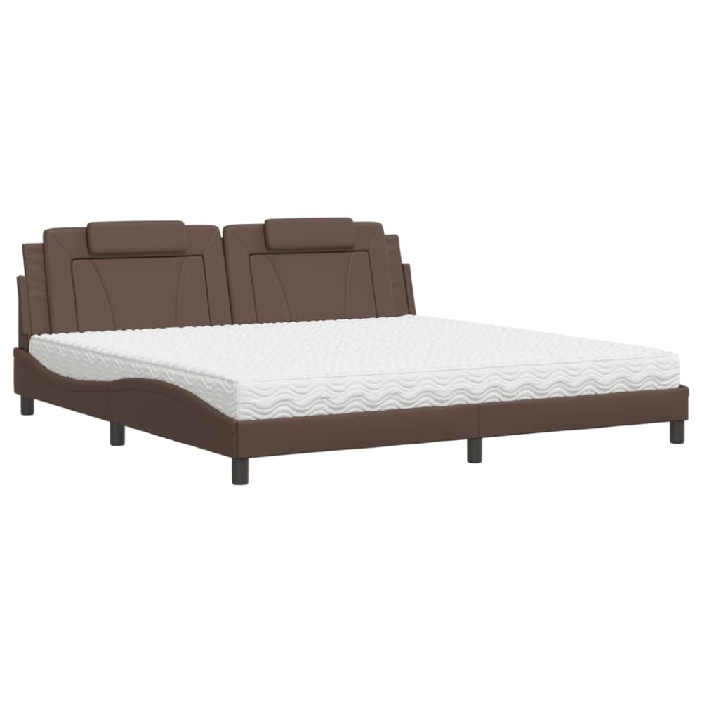 vidaXL Pat cu saltea, maro, 200x200 cm, piele ecologică