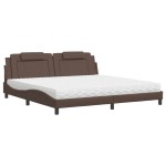 vidaXL Pat cu saltea, maro, 200x200 cm, piele ecologică