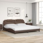 vidaXL Pat cu saltea, maro, 200x200 cm, piele ecologică