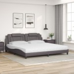 vidaXL Pat cu saltea, gri, 200x200 cm, piele ecologică vidaXL Pat cu saltea, gri, 200x200 cm, piele ecologică
