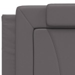 vidaXL Pat cu saltea, gri, 200x200 cm, piele ecologică vidaXL Pat cu saltea, gri, 200x200 cm, piele ecologică