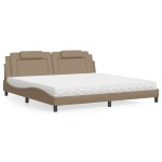 vidaXL Pat cu saltea, cappuccino, 200x200 cm, piele ecologică vidaXL Pat cu saltea, cappuccino, 200x200 cm, piele ecologică