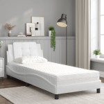 vidaXL Pat cu saltea, alb, 80x200 cm, piele ecologică