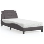 vidaXL Pat cu saltea, gri, 80x200 cm, piele ecologică vidaXL Pat cu saltea, gri, 80x200 cm, piele ecologică