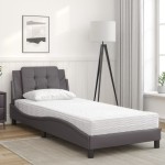 vidaXL Pat cu saltea, gri, 80x200 cm, piele ecologică vidaXL Pat cu saltea, gri, 80x200 cm, piele ecologică