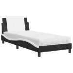 vidaXL Pat cu saltea, negru și alb, 90x190 cm, piele ecologică