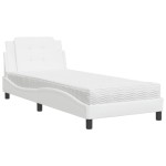 vidaXL Pat cu saltea, alb, 90x200 cm, piele ecologică