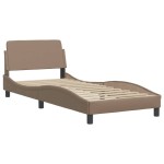 vidaXL Pat cu saltea, cappuccino, 90x200 cm piele ecologică vidaXL Pat cu saltea, cappuccino, 90x200 cm piele ecologică