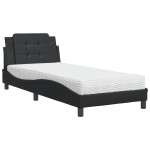 vidaXL Pat cu saltea, negru, 100x200 cm, piele ecologică