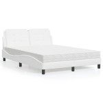 vidaXL Pat cu saltea, alb, 120x200 cm, piele ecologică