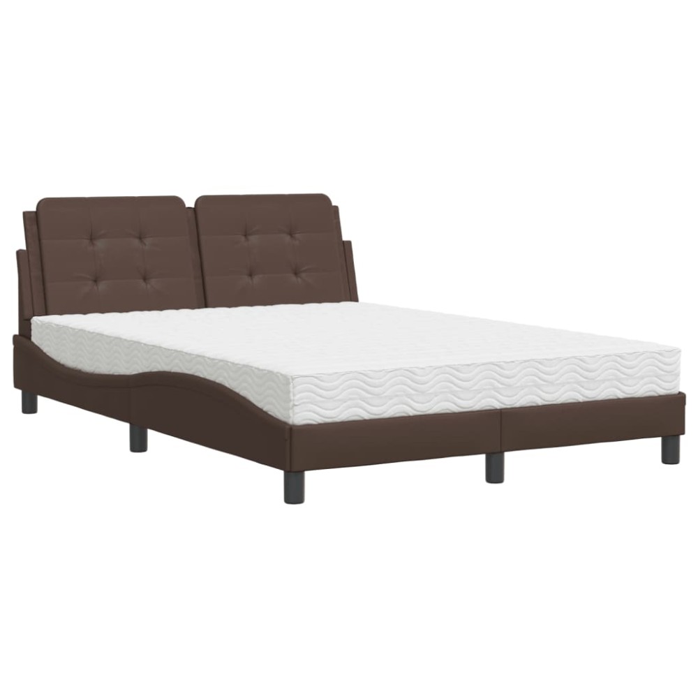 vidaXL Pat cu saltea, maro, 120x200 cm, piele ecologică