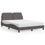 vidaXL Pat cu saltea, gri, 120x200 cm, piele ecologică vidaXL Pat cu saltea, gri, 120x200 cm, piele ecologică