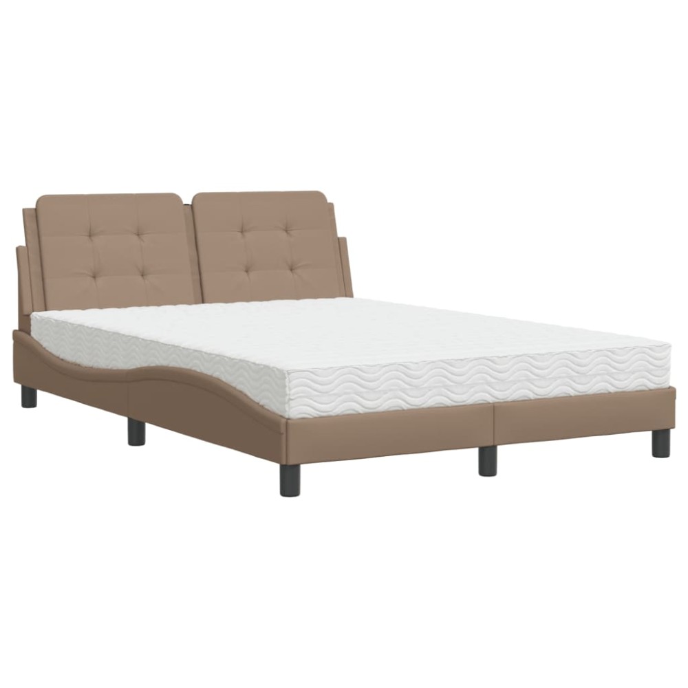vidaXL Pat cu saltea, cappuccino, 120x200cm piele ecologică