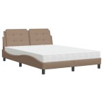 vidaXL Pat cu saltea, cappuccino, 120x200cm piele ecologică