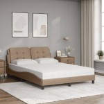 vidaXL Pat cu saltea, cappuccino, 120x200cm piele ecologică
