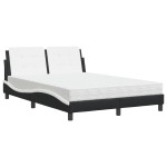 vidaXL Pat cu saltea, negru și alb, 120x200 cm, piele ecologică