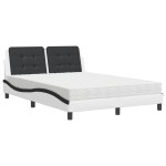 vidaXL Pat cu saltea, alb și negru, 120x200 cm, piele ecologică vidaXL Pat cu saltea, alb și negru, 120x200 cm, piele ecologică
