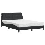 vidaXL Pat cu saltea, negru, 140x190 cm, piele ecologică