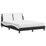 vidaXL Pat cu saltea, negru și alb, 140x200 cm, piele ecologică