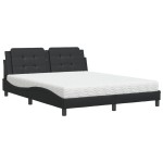 vidaXL Pat cu saltea, negru, 160x200 cm, piele ecologică