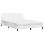 vidaXL Pat cu saltea, alb, 160x200 cm, piele ecologică vidaXL Pat cu saltea, alb, 160x200 cm, piele ecologică