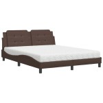 vidaXL Pat cu saltea, maro, 160x200 cm, piele ecologică vidaXL Pat cu saltea, maro, 160x200 cm, piele ecologică