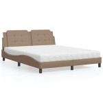 vidaXL Pat cu saltea, cappuccino, 160x200cm piele ecologică