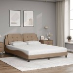 vidaXL Pat cu saltea, cappuccino, 160x200cm piele ecologică
