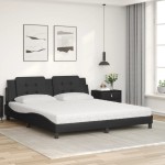 vidaXL Pat cu saltea, negru, 180x200 cm, piele ecologică