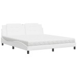 vidaXL Pat cu saltea, alb, 180x200 cm, piele ecologică vidaXL Pat cu saltea, alb, 180x200 cm, piele ecologică