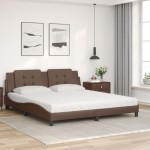 vidaXL Pat cu saltea, maro, 180x200 cm, piele ecologică vidaXL Pat cu saltea, maro, 180x200 cm, piele ecologică