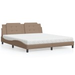 vidaXL Pat cu saltea, cappuccino, 180x200cm piele ecologică vidaXL Pat cu saltea, cappuccino, 180x200cm piele ecologică