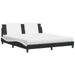 vidaXL Pat cu saltea, alb și negru, 180x200 cm, piele ecologică vidaXL Pat cu saltea, alb și negru, 180x200 cm, piele ecologică