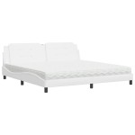 vidaXL Pat cu saltea, alb, 200x200 cm, piele ecologică