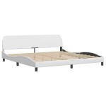 vidaXL Pat cu saltea, alb, 200x200 cm, piele ecologică