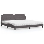 vidaXL Pat cu saltea, gri, 200x200 cm, piele ecologică vidaXL Pat cu saltea, gri, 200x200 cm, piele ecologică